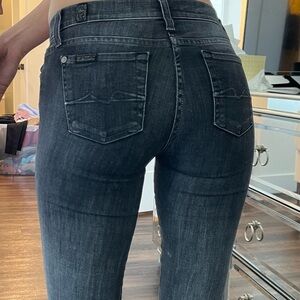 7 For All Mankind the skinny jeans! Size 24. Dark grey wash! Like NEW!